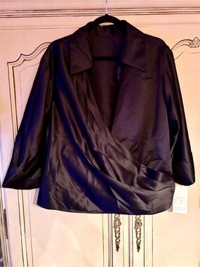 NWT Black Satin Wrap Blazer pant suit